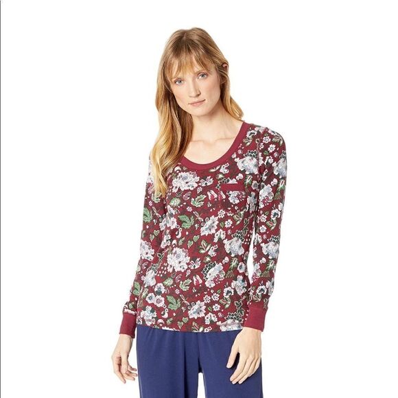 Vera Bradley Bordeaux Blooms Henley Pajama Top - Picture 1 of 4